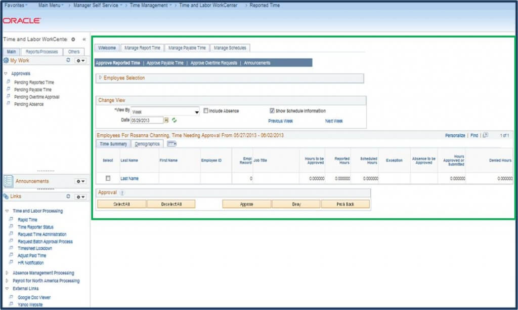 PeopleSoft HCM 9.2 Time and Labor Work Center | | Hexaware