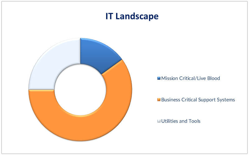 IT landscape depicting applications to migrate